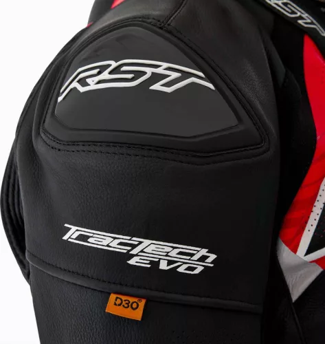 Geacă moto piele RST TracTech Evo D3O negru/roșu