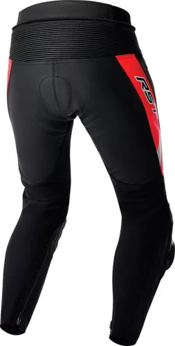 Pantaloni moto piele RST TracTech Evo D3O negru/roșu fluo