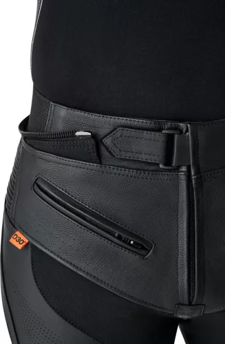 Pantaloni moto piele RST TracTech Evo D3O negru/roșu fluo