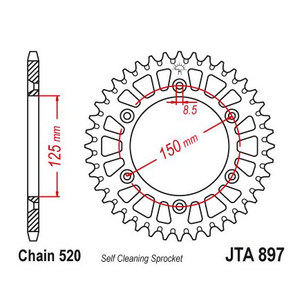 Esjot - Foaie (Spate) Aluminiu 51-32065, 54 Dinti - Ktm Duke/Lc4/Egse