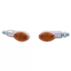   Semnalizator Highsider Cateye mini cu bec, corp crom, dispersor portocaliu, față și spate (pereche)