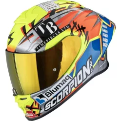   Casca Scorpion EXO-R1 EVO II AIR ARON Misano S Argintiu Galben Fluo Albastru