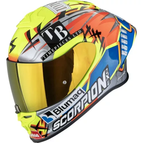 Casca Scorpion EXO-R1 EVO II AIR ARON Misano S Argintiu Galben Fluo Albastru