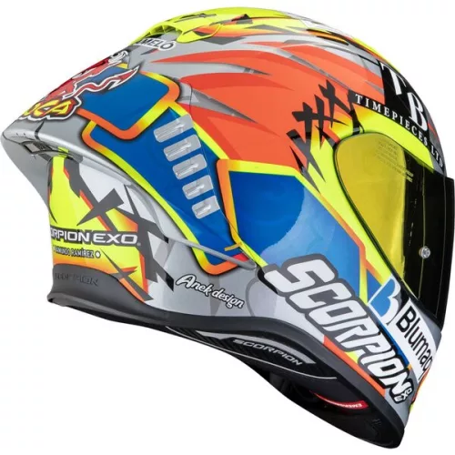 Casca Scorpion EXO-R1 EVO II AIR ARON Misano S Argintiu Galben Fluo Albastru