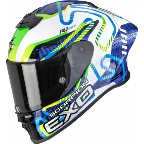 Casca Scorpion EXO-R1 EVO II AIR Cornering Alb Albastru Verde