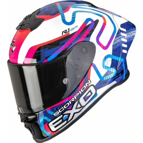 Casca Scorpion EXO-R1 EVO II AIR Cornering Alb Albastru Verde
