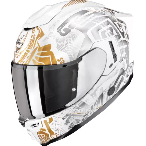 Casca integrala SCORPION EXO-1500 AIR APUS Alb perlat/Gri/Auriu