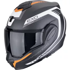 Casca Scorpion Exo-Tech Evo Carbon Cosy Negru Mat Portocaliu