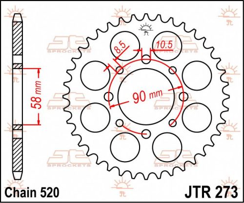 Pinion spate JT Sprockets 44T oțel JTR273.44