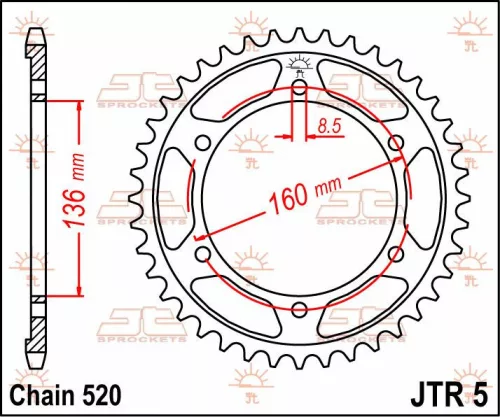 Pinion spate JT Sprockets 44T oțel JTR5.44