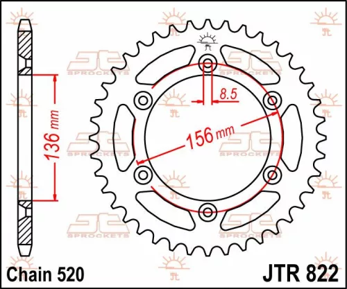 Pinion spate JT Sprockets 44T oțel JTR822.44