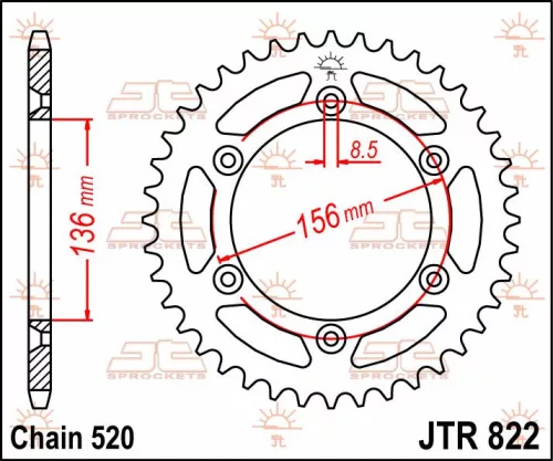 Pinion spate JT Sprockets 44T oțel JTR822.44