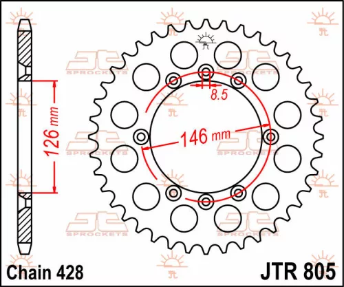 Pinion spate JT Sprockets 50T oțel JTR805.50