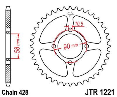 Pinion spate JT Sprockets 44T oțel JTR1221.44