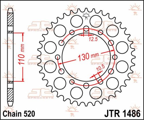 JTR1486-44 PINION SPATE 44 DINTI 520 PAS C49 HIGH CARBON OTEL