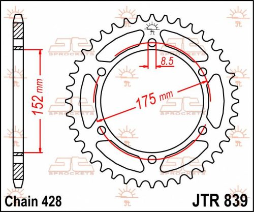 Pinion spate JT Sprockets 52T oțel JTR839.52