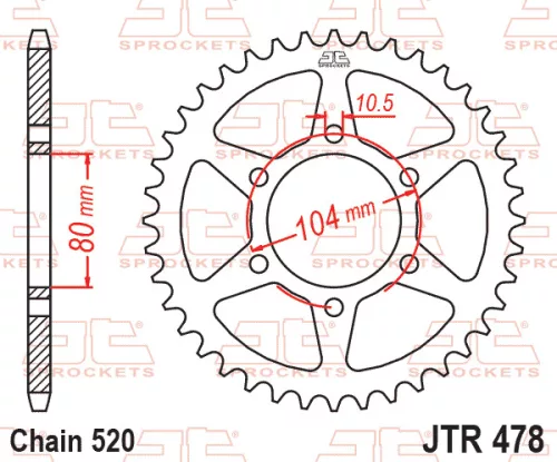 Pinion spate JT Sprockets 48T oțel JTR478.48