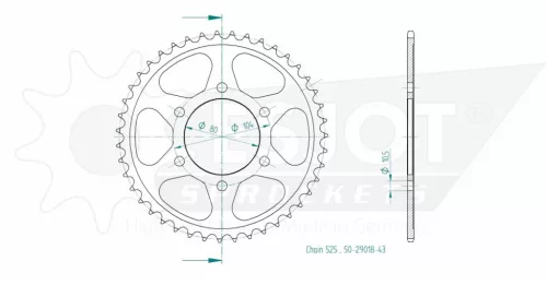 Pinion spate Esjot 43T oțel 50-29018-43