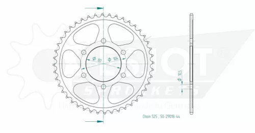 Pinion spate Esjot 44T oțel 50-29018-44