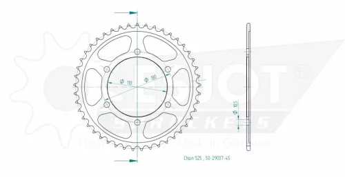 Pinion spate Esjot 45T oțel 50-29037-45