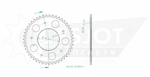 Pinion spate Esjot 47T oțel 50-29040-47
