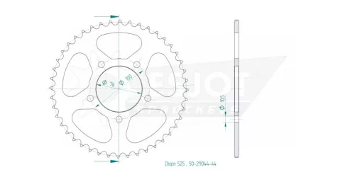 Pinion spate Esjot 44T oțel 50-29044-44