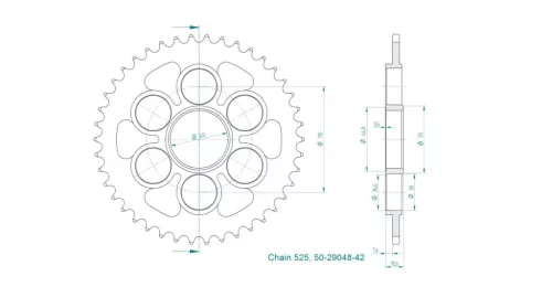 Pinion spate Esjot 42T oțel 50-29048-42