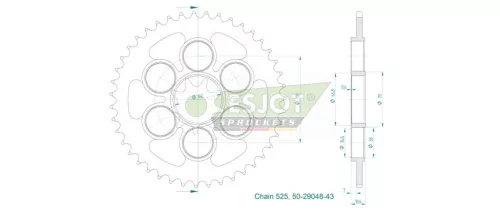 Pinion spate Esjot 43T oțel 50-29048-43
