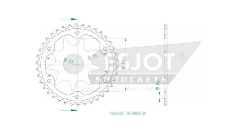 Pinion spate Esjot 38T oțel 50-29050-38