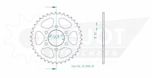 Pinion spate Esjot 38T oțel 50-29056-38