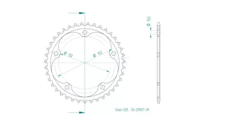 Pinion spate Esjot 39T oțel 50-29057-39