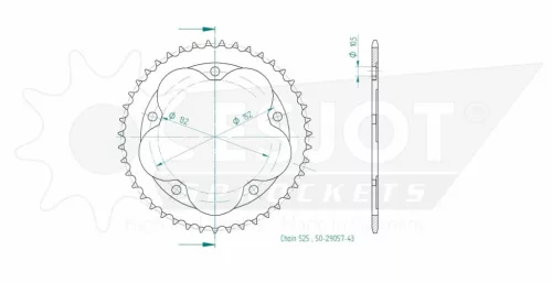 Pinion spate Esjot 43T oțel 50-29057-43
