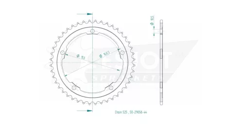 Pinion spate Esjot 44T oțel 50-29058-44