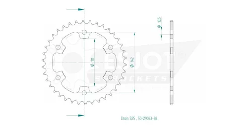 Pinion spate Esjot 38T oțel 50-29063-38
