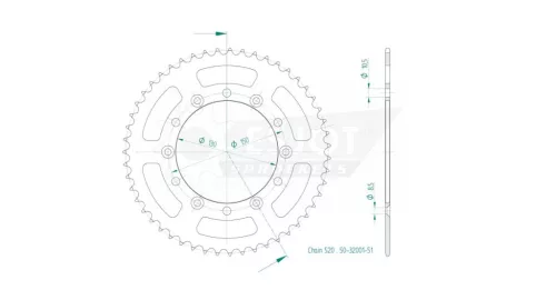 Pinion spate Esjot 51T oțel 50-32001-51