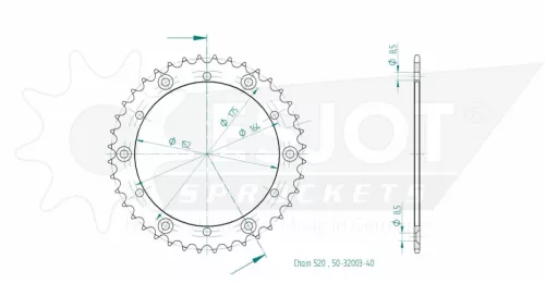 Pinion spate Esjot 40T oțel 50-32003-40