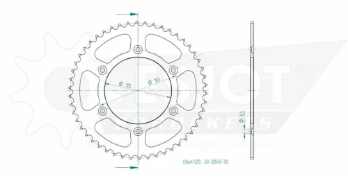 Pinion spate Esjot 50T oțel 50-32045-50