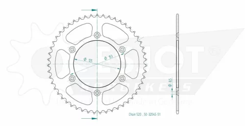 Pinion spate Esjot 51T oțel 50-32045-51