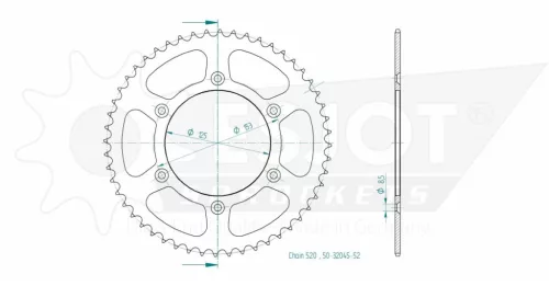 Pinion spate Esjot 52T oțel 50-32045-52