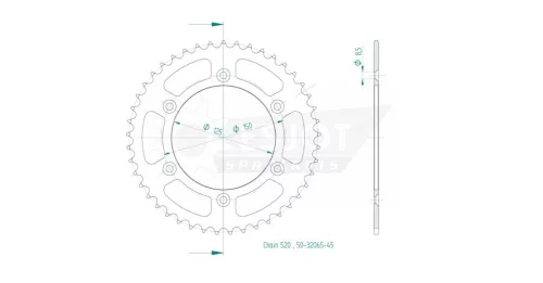 Pinion spate Esjot 45T oțel 50-32065-45