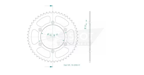 Pinion spate Esjot 51T oțel 50-32065-51