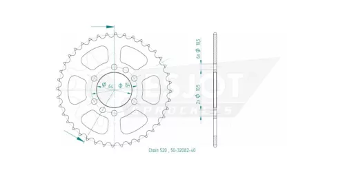 Pinion spate Esjot 40T oțel 50-32082-40
