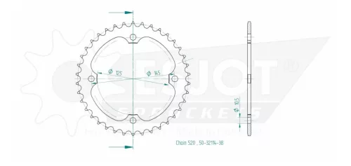 Pinion spate Esjot 38T oțel 50-32114-38