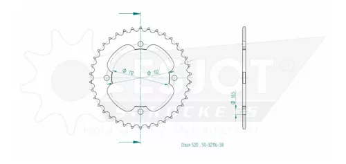 Pinion spate Esjot 38T oțel 50-32116-38