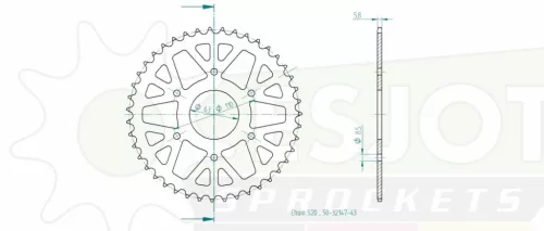 Pinion spate Esjot 43T oțel 50-32147-43