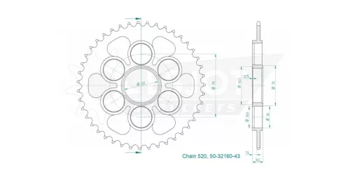 Pinion spate Esjot 43T oțel 50-32160-43