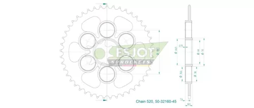 Pinion spate Esjot 45T oțel 50-32160-45