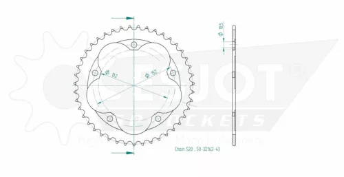 Pinion spate Esjot 43T oțel 50-32162-43