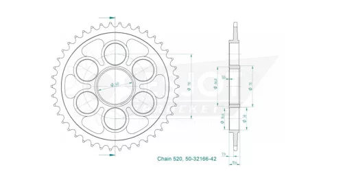 Pinion spate Esjot 42T oțel 50-32166-42