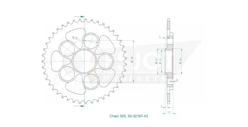 Pinion spate Esjot 43T oțel 50-32167-43